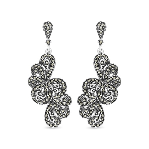 [EAR04MAR00000A156] Sterling Silver 925 Earring Embedded With Marcasite Stones