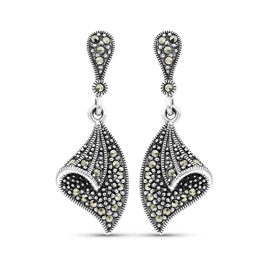 [EAR04MAR00000A158] Sterling Silver 925 Earring Embedded With Marcasite Stones