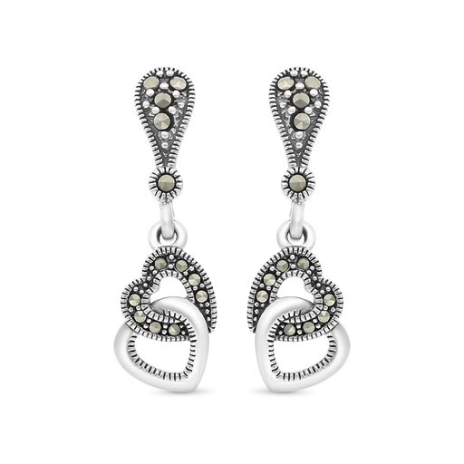 [EAR04MAR00000A162] Sterling Silver 925 Earring Embedded With Marcasite Stones
