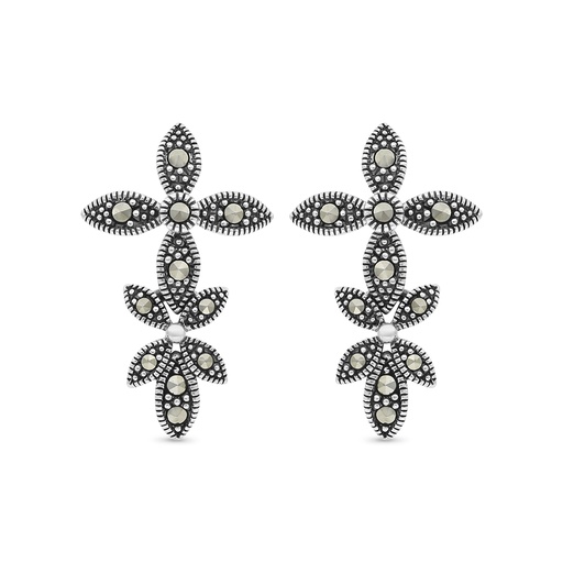 [EAR04MAR00000A164] Sterling Silver 925 Earring Embedded With Marcasite Stones