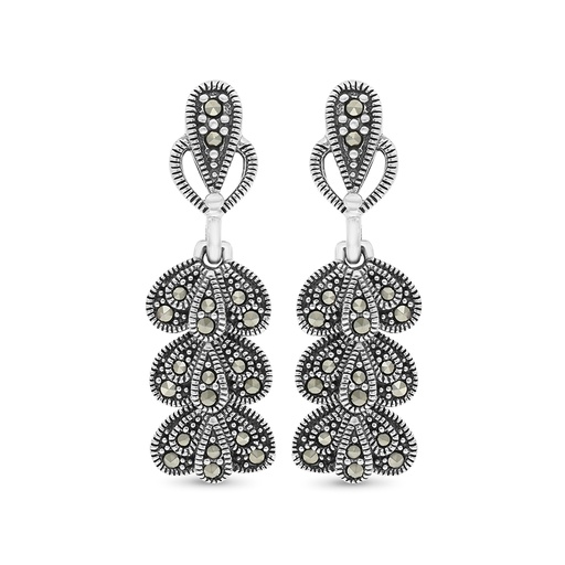 [EAR04MAR00000A163] Sterling Silver 925 Earring Embedded With Marcasite Stones
