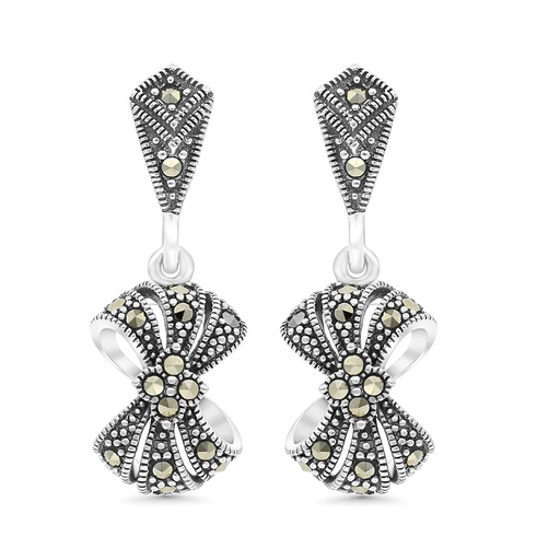 [EAR04MAR00000A166] Sterling Silver 925 Earring Embedded With Marcasite Stones