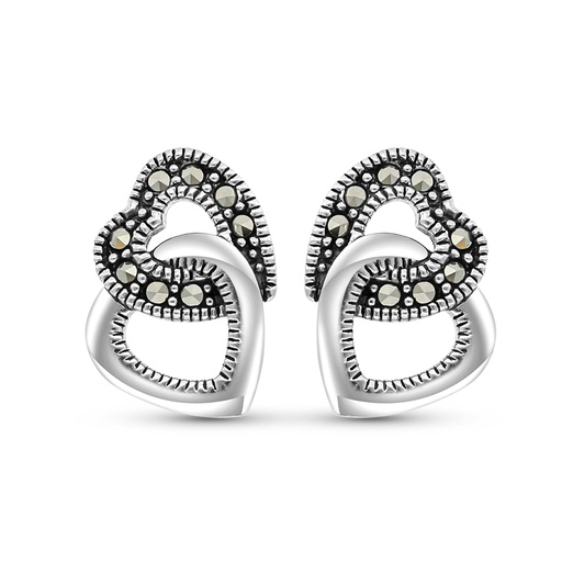 [EAR04MAR00000A169] Sterling Silver 925 Earring Embedded With Marcasite Stones