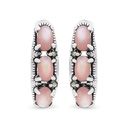 Sterling Silver 925 Earring Embedded With Natural Pink Shell And Marcasite Stones