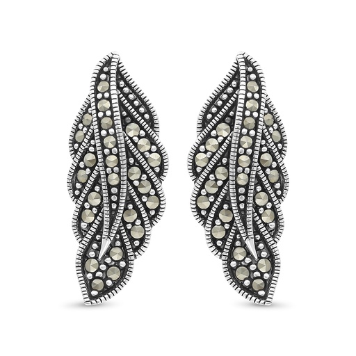 [EAR04MAR00000A181] Sterling Silver 925 Earring Embedded With Marcasite Stones