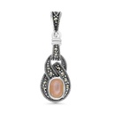 Sterling Silver 925 Pendant Embedded With Natural Pink Shell And Marcasite Stones