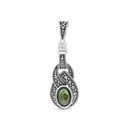 Sterling Silver 925 Pendant Embedded With Natural Blue Shell And Marcasite Stones