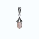 Sterling Silver 925 Pendant Embedded With Natural Pink Shell And Marcasite Stones