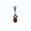 Sterling Silver 925 Pendant Embedded With Natural Aqiq And Marcasite Stones