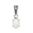 Sterling Silver 925 Pendant Embedded With Natural White Shell And Marcasite Stones 7