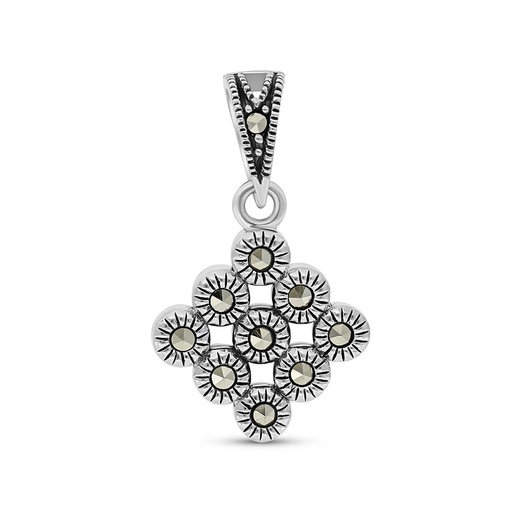 [PND04MAR00000A197] Sterling Silver 925 Pendant Embedded With Marcasite Stones