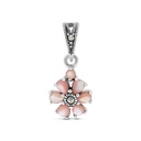 Sterling Silver 925 Pendant Embedded With Natural Pink Shell And Marcasite Stones