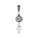 Sterling Silver 925 Pendant Embedded With White Shell Pearl And Marcasite Stones