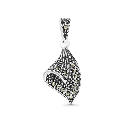 [PND04MAR00000A171] Sterling Silver 925 Pendant Embedded With Marcasite Stones