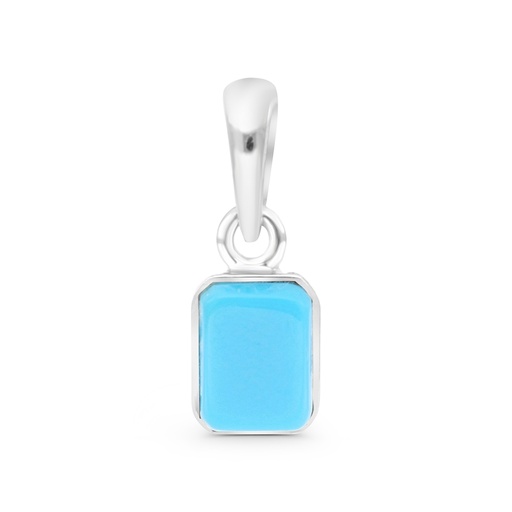 [PND0400000TRQA456] Sterling Silver 925 Pendant Embedded With Natural Processed Turquoise