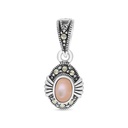 Sterling Silver 925 Pendant Embedded With Natural Pink Shell And Marcasite Stones