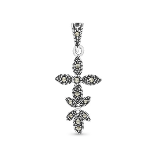 [PND04MAR00000A177] Sterling Silver 925 Pendant Embedded With Marcasite Stones