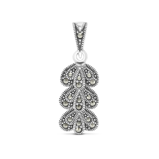 [PND04MAR00000A176] Sterling Silver 925 Pendant Embedded With Marcasite Stones