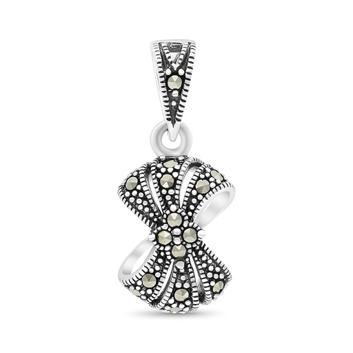 [PND04MAR00000A179] Sterling Silver 925 Pendant Embedded With Marcasite Stones