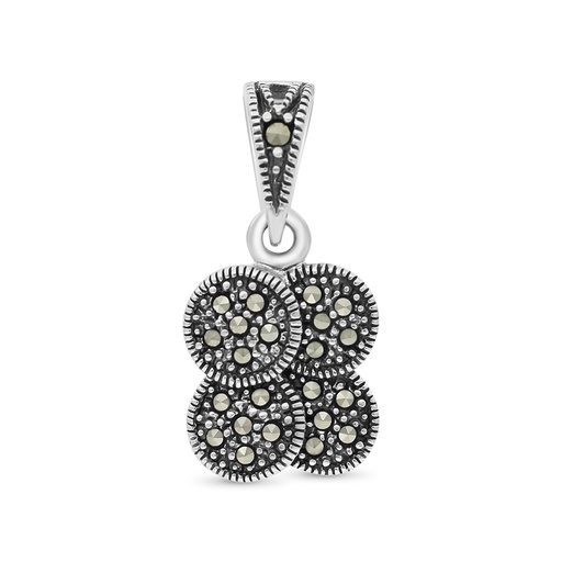 [PND04MAR00000A180] Sterling Silver 925 Pendant Embedded With Marcasite Stones