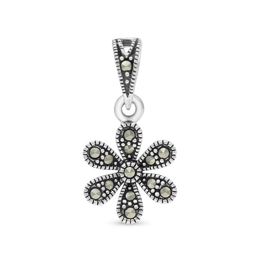 [PND04MAR00000A181] Sterling Silver 925 Pendant Embedded With Marcasite Stones