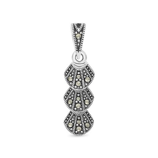 [PND04MAR00000A183] Sterling Silver 925 Pendant Embedded With Marcasite Stones
