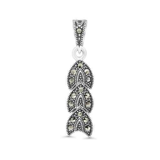 [PND04MAR00000A184] Sterling Silver 925 Pendant Embedded With Marcasite Stones