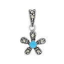 Sterling Silver 925 Pendant Embedded With Natural Processed Turquoise And Marcasite Stones