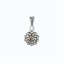 Sterling Silver 925 Pendant Embedded With Natural Blue Shell And Marcasite Stones