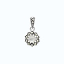 Sterling Silver 925 Pendant Embedded With Natural White Shell And Marcasite Stones