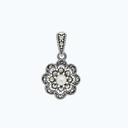 Sterling Silver 925 Pendant Embedded With Natural White Shell And Marcasite Stones