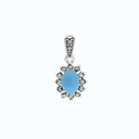 Sterling Silver 925 Pendant Embedded With Natural Processed Turquoise And Marcasite Stones