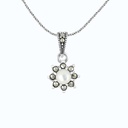 Sterling Silver 925 Pendant Embedded With Natural White Shell And Marcasite Stones