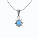 Sterling Silver 925 Pendant Embedded With Natural Processed Turquoise And Marcasite Stones