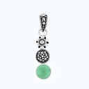 Sterling Silver 925 Pendant Embedded With Natural Green Agate And Marcasite Stones