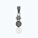 Sterling Silver 925 Pendant Embedded With Natural White Shell And Marcasite Stones