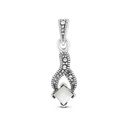 Sterling Silver 925 Pendant Embedded With Natural White Shell And Marcasite Stones