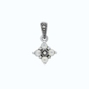 Sterling Silver 925 Pendant Embedded With Natural White Shell And Marcasite Stones