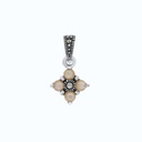 Sterling Silver 925 Pendant Embedded With Natural Pink Shell And Marcasite Stones