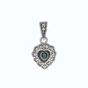 Sterling Silver 925 Pendant Embedded With Natural Blue Shell And Marcasite Stones