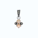 Sterling Silver 925 Pendant Embedded With Natural Pink Shell And Marcasite Stones