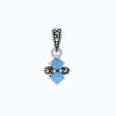 Sterling Silver 925 Pendant Embedded With Natural Processed Turquoise And Marcasite Stones