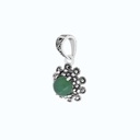 Sterling Silver 925 Pendant Embedded With Natural Green Agate And Marcasite Stones