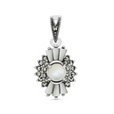 Sterling Silver 925 Pendant Embedded With Natural White Shell And Marcasite Stones