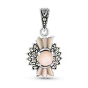 Sterling Silver 925 Pendant Embedded With Natural Pink Shell And Marcasite Stones