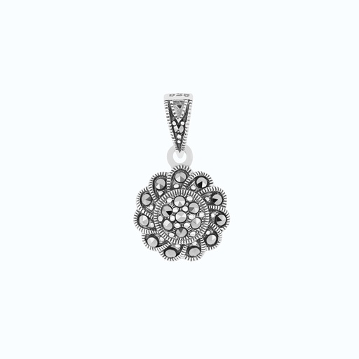 [PND04MAR00000A201] Sterling Silver 925 Pendant Embedded With Marcasite Stones