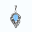 Sterling Silver 925 Pendant Embedded With Natural Processed Turquoise And Marcasite Stones