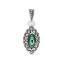 Sterling Silver 925 Pendant Embedded With Natural Blue Shell And Marcasite Stones