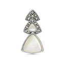 Sterling Silver 925 Pendant Embedded With Natural White Shell And Marcasite Stones