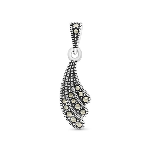 [PND04MAR00000A168] Sterling Silver 925 Pendant Embedded With Marcasite Stones